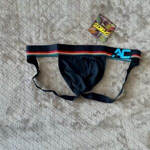 Andrew Christian Black Jockstrap with Show-it Pouch, Black, Medium, New w/ Tags